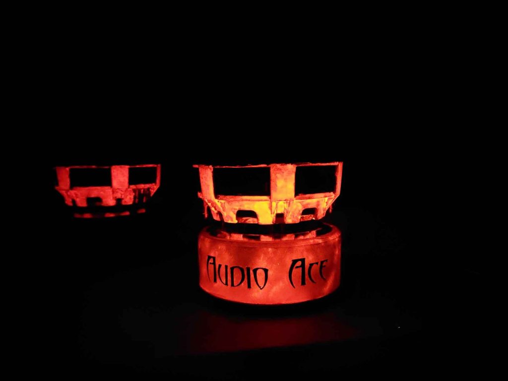 Glow in the dark red speakers