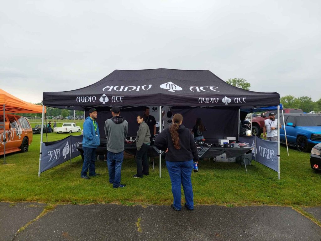 Audio Ace tent at a car meet